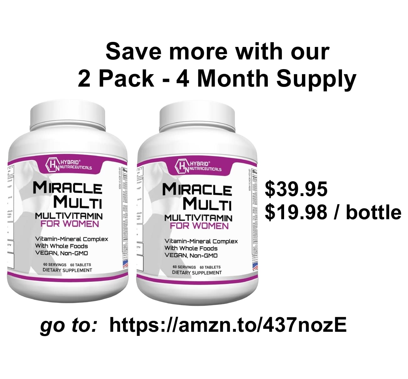 Hybrid Nutraceuticals MiracleMulti Women Multivitamin with Probiotics, Biotin, Folic Acid, Enzymes + Fruit & Vegetable Blend - Immune Support, Heart Health, Energy: 60 Servings (Non-GMO) Hybrid Nutraceuticals buy supplements canada
