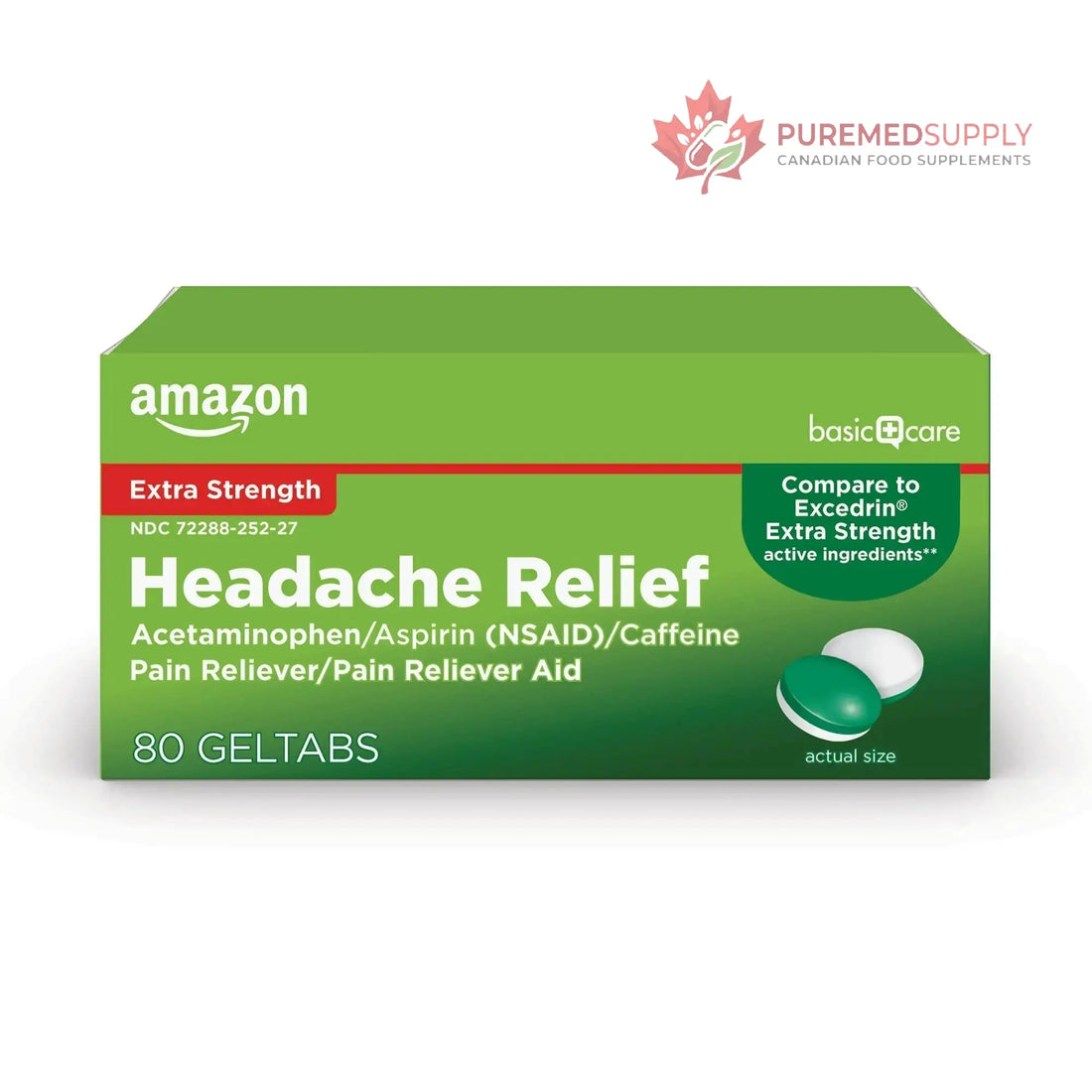 Amazon Basic Care Extra Strength Headache Relief Geltabs, Pain Reliever for Arthritis, Menstrual Pain and Cramps, 80 Count Amazon Basic Care buy supplements canada