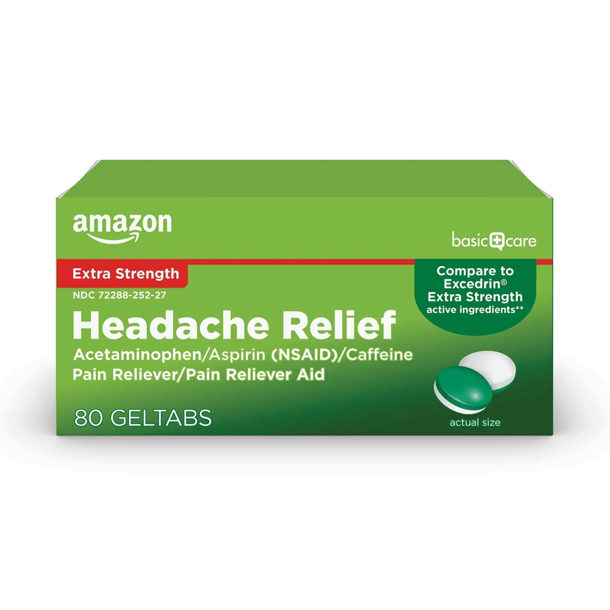 Amazon Basic Care Extra Strength Headache Relief Geltabs, Pain Reliever for Arthritis, Menstrual Pain and Cramps, 80 Count Amazon Basic Care buy supplements canada