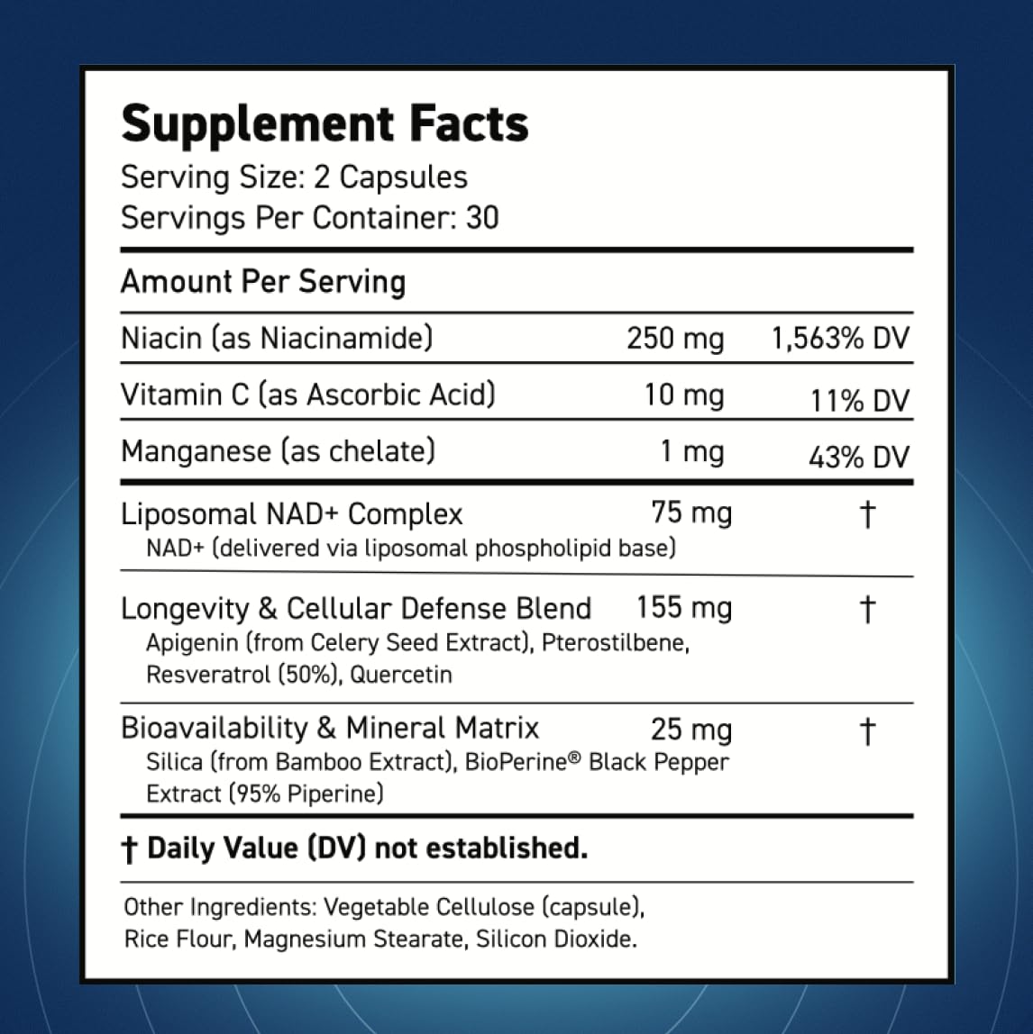 Blue Haven Rx NAD+ Supplement - NMN Alternative with Liposomal NAD+, Trans Resveratrol, Manganese, Apigenin Plus Pterostilbene for Women and Men, Anti Aging Support Blue Haven Rx buy supplements canada
