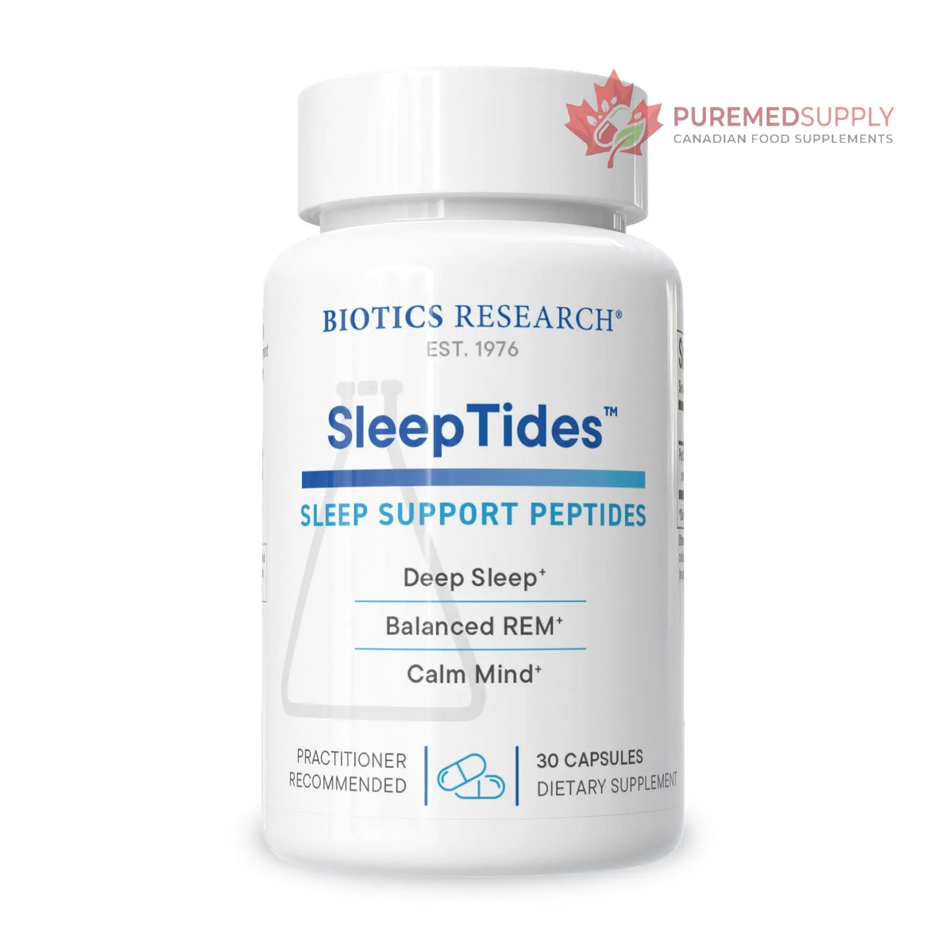Biotics Research SleepTides - Plant Peptide Sleep Support for Deep and REM Sleep, Bioactive Rice Protein Peptides, Supports Healthy Cortisol Levels, Non-Habit Forming, Gluten, Dairy, GMO Free, 30 Caps BIOTICS RESEARCH buy supplements canada