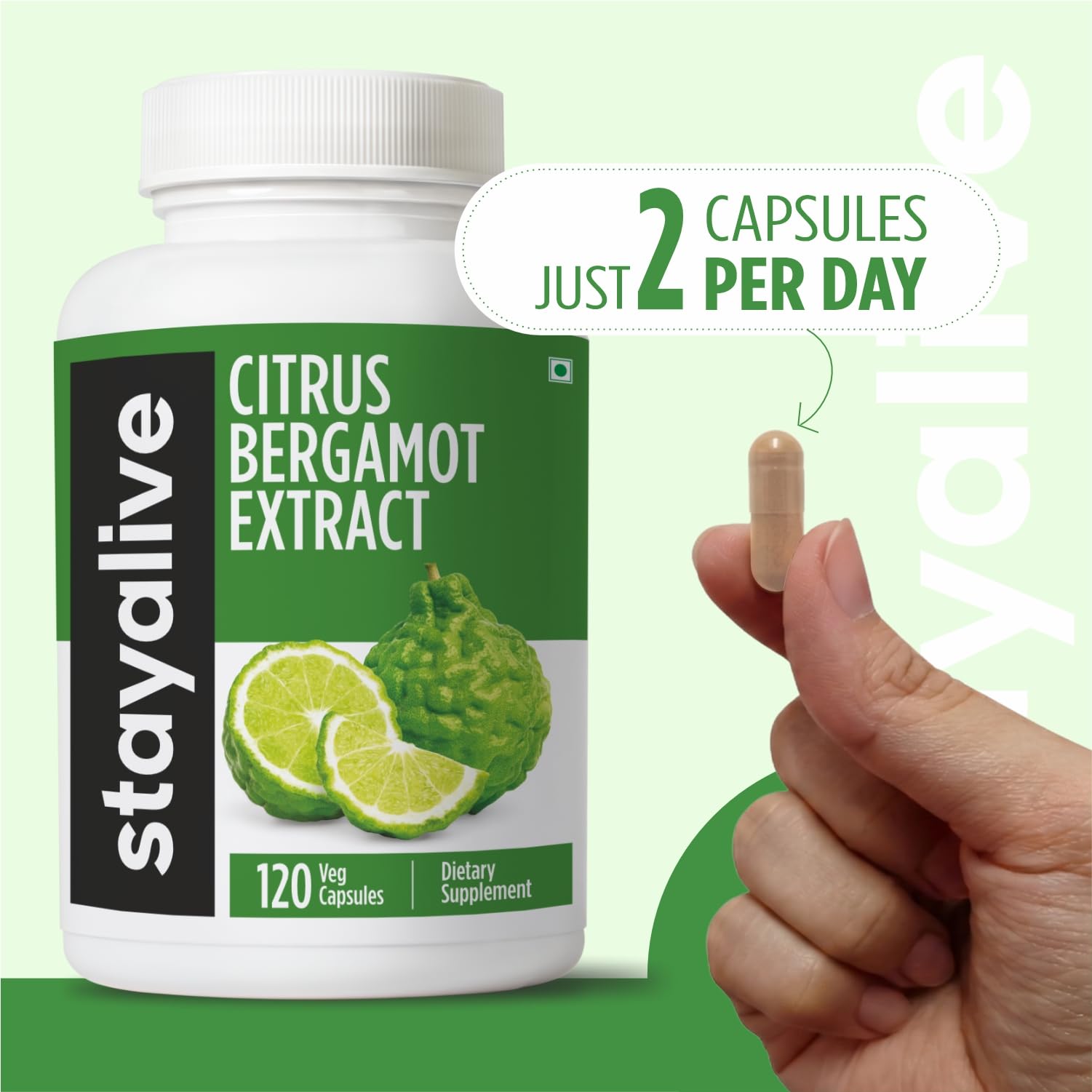 STAY ALIVE Citrus Bergamot Capsules 1000mg, 30:1 Super Extract with 50% Polyphenolic Flavanones, 120 Pills, Citrus Bioflavonoids Supplements for Women & Men | Non-GMO, Gluten-Free STAY ALIVE buy supplements canada