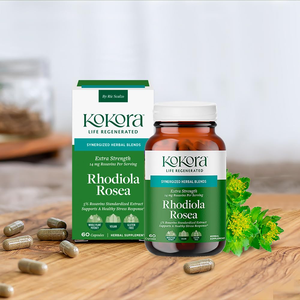 kokora Extra Strength Rhodiola Rosea – Stress Relief, Endurance & Promotes Mental & Physical Performance* - with Siberian Rhodiola, Rosavins, Organic Holy Basil - Vegan, Non-GMO - 60 Capsules kokora buy supplements canada