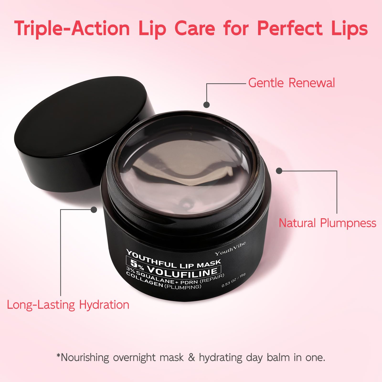 YouthVibe Lip Mask Overnight Moisturizing - Nourish & Hydrate, Antioxidants, 5% Volufiline YouthVibe buy supplements canada