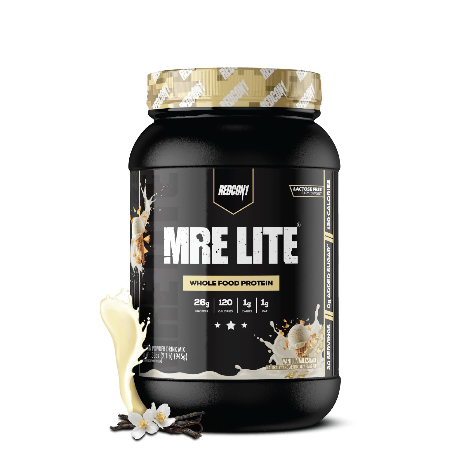REDCON1 MRE LITE Whole Food Protein Powder, Vanilla Milkshake - Lactose Free & Sugar Free Meal Replacement with Animal Protein Blends - Easy to Digest Formula - Only 1g Carb per Serving (30 Servings) REDCON1 buy supplements canada