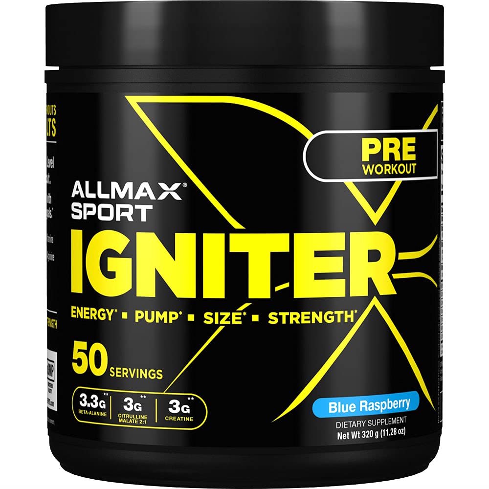ALLMAX IGNITER Sport, Blue Raspberry - 330 g - Pre-Workout Formula - with Caffeine ALLMAX Nutrition buy supplements canada