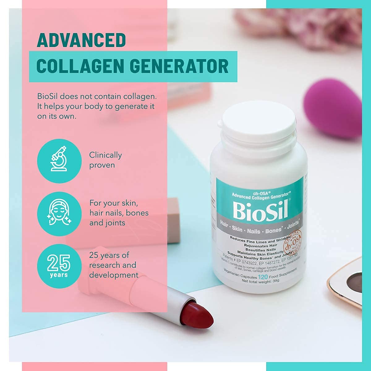 Collagen Supplements for Women & Men [120 ct.] - Advanced Collagen Complex to Stimulate Collagen, Keratin & Elastin Production BioSil buy supplements canada