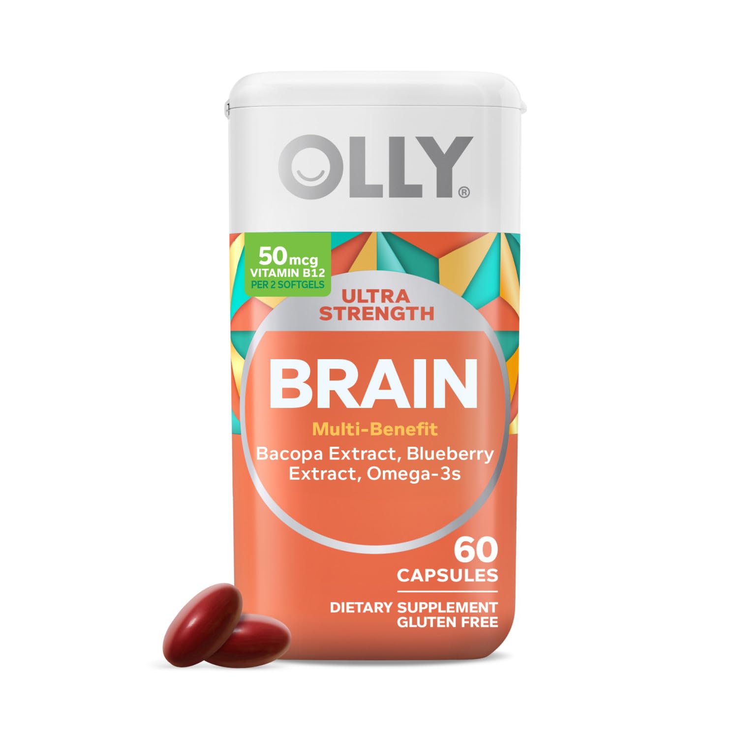 OLLY Ultra Strength Brain Softgels, Nootropic, Supports Healthy Brain Function, Memory, Focus and Concentration, Omega-3s, Vitamins B6 and B12, 30 Day Supply - 60 Count OLLY buy supplements canada
