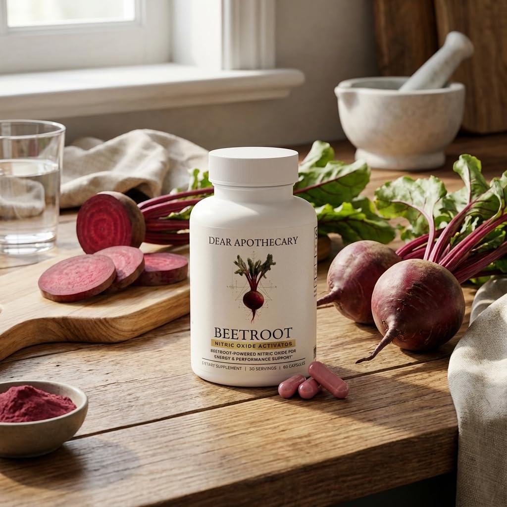 Dear Apothecary Organic Beetroot Capsules | 1300mg Beet Root Powder | Nitric Oxide Precursor | 60 Vegetarian Capsules | Non-GMO, Gluten Free, Vegan Dear Apothecary buy supplements canada
