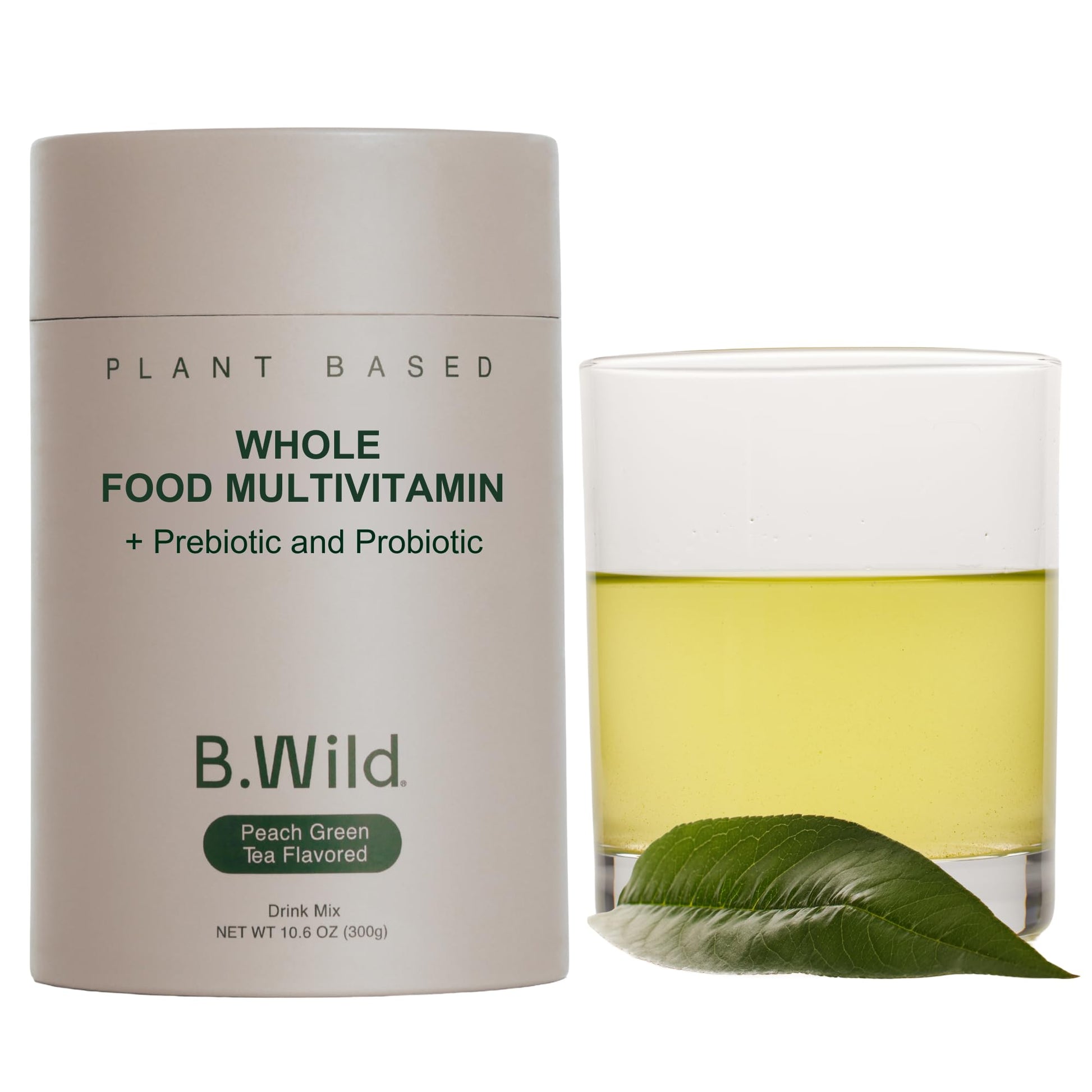 B.WILD Plant-Based Multivitamin Superfood Drink Mix – Refreshing Peach Green Tea with Vitamins, Minerals, Prebiotics & Probiotics for Gut Health & Daily Wellness – 30 Servings – Vegan, Gluten-Free B.WILD buy supplements canada