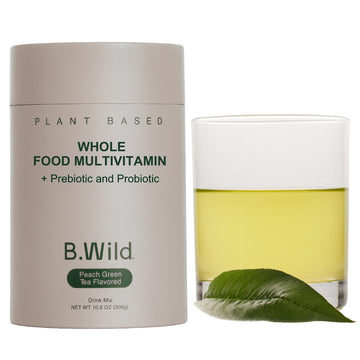 B.WILD Plant-Based Multivitamin Superfood Drink Mix – Refreshing Peach Green Tea with Vitamins, Minerals, Prebiotics & Probiotics for Gut Health & Daily Wellness – 30 Servings – Vegan, Gluten-Free B.WILD buy supplements canada