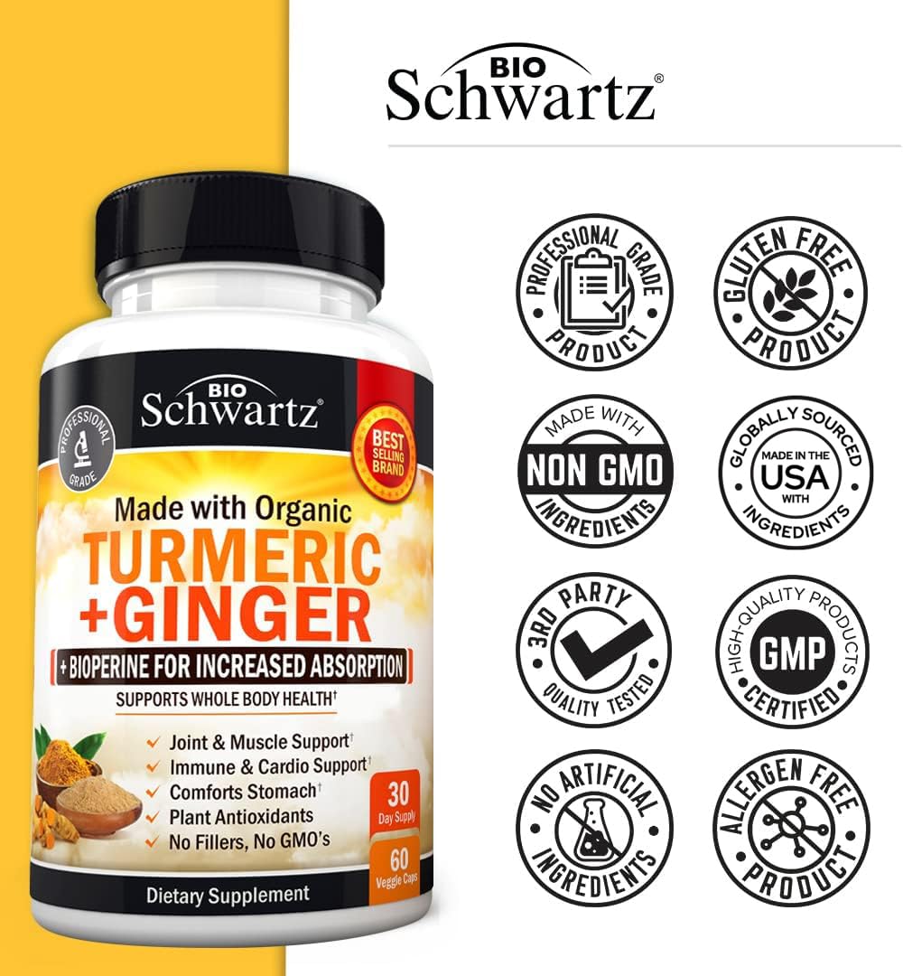 Organic Turmeric Curcumin and Ginger - 95% Standardized Curcuminoids with BioPerine BioSchwartz buy supplements canada