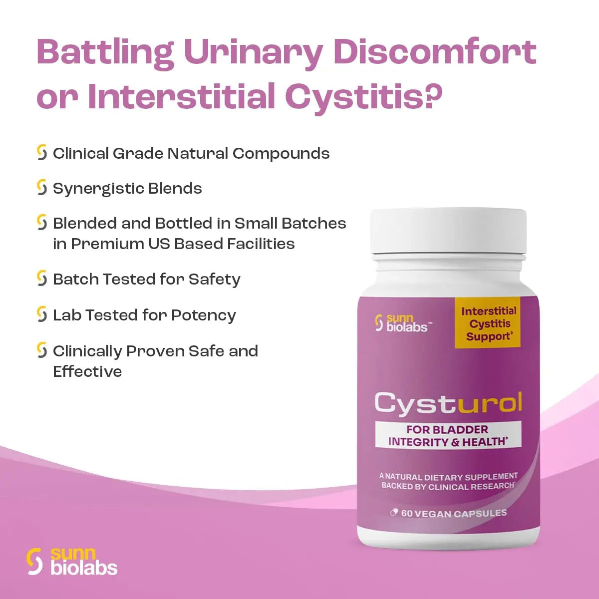 CYSTUROL® Bladder Support Supplement | Interstitial Cystitis (IC) | Bladder Pain | Urinary Tract Health | Clinically Studied Formula for Bladder Inflammation, UTI, Mast Cell Support & Urinary Urgency SUNN BIOLABS buy supplements canada