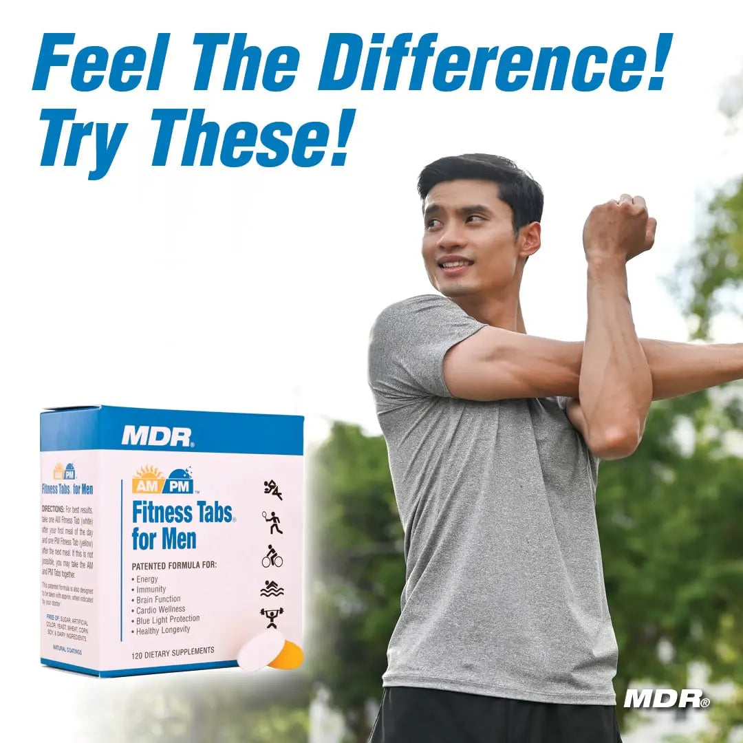 MDR Fitness Tabs Patented AM/PM Multivitamin for Men Doctor Formulated with Right Nutrients at The Right Time - Gluten Free - 2 Month Supply MDR buy supplements canada
