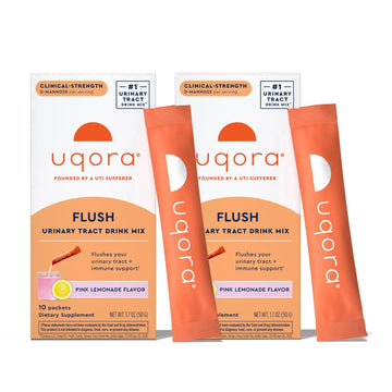 Uqora Flush - Urinary Tract* with D-Mannose, Vitamin C, Vitamin B6, Potassium, Magnesium & Calcium - Gluten-Free & Vegan - Pink Lemonade Flavor - 20 Packets (2 Pack) Uqora buy supplements canada