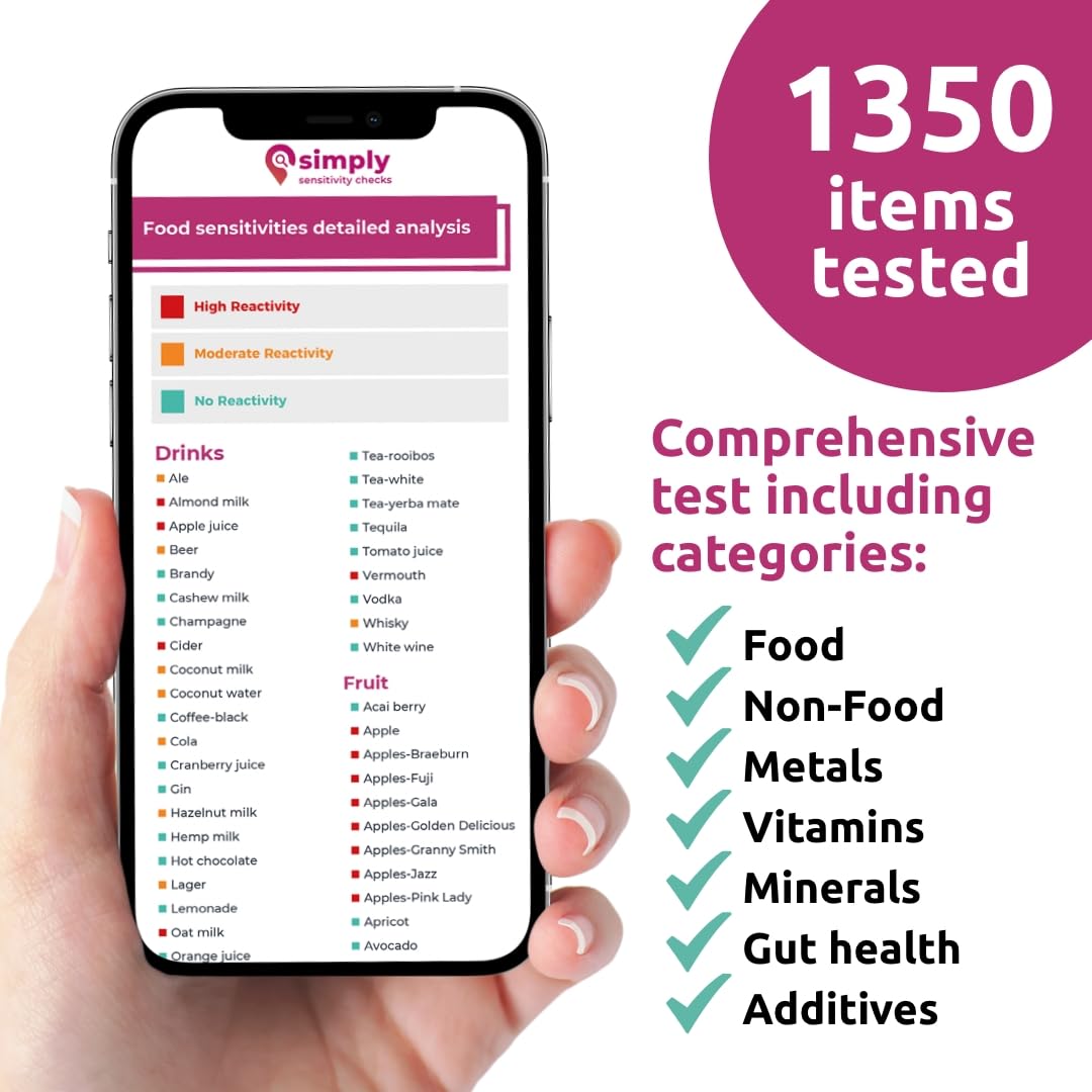 Simply Sensitivity Checks 1350+ Items Food Sensitivity Test Kit for Adults – Foods & Non-Foods, Including Lactose, Gluten, Vitamins, Minerals, Gut Health & More – at-Home Food Intolerance Test Kit Simply Sensitivity Checks buy supplements canada