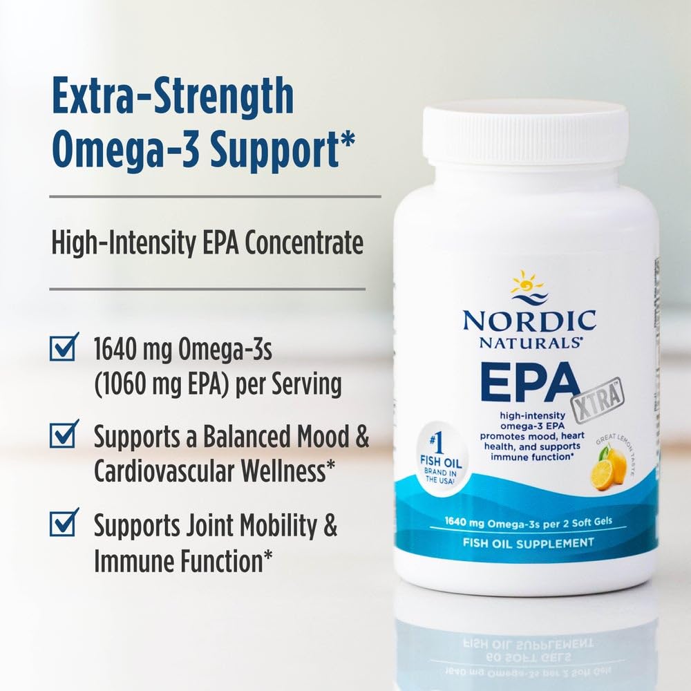 Nordic Naturals EPA Xtra, Lemon - 60 Soft Gels - 1640 mg Omega-3 - High-Intensity EPA Formula for Positive Mood, Heart Health & Healthy Immunity - Non-GMO - 30 Servings Nordic Naturals buy supplements canada