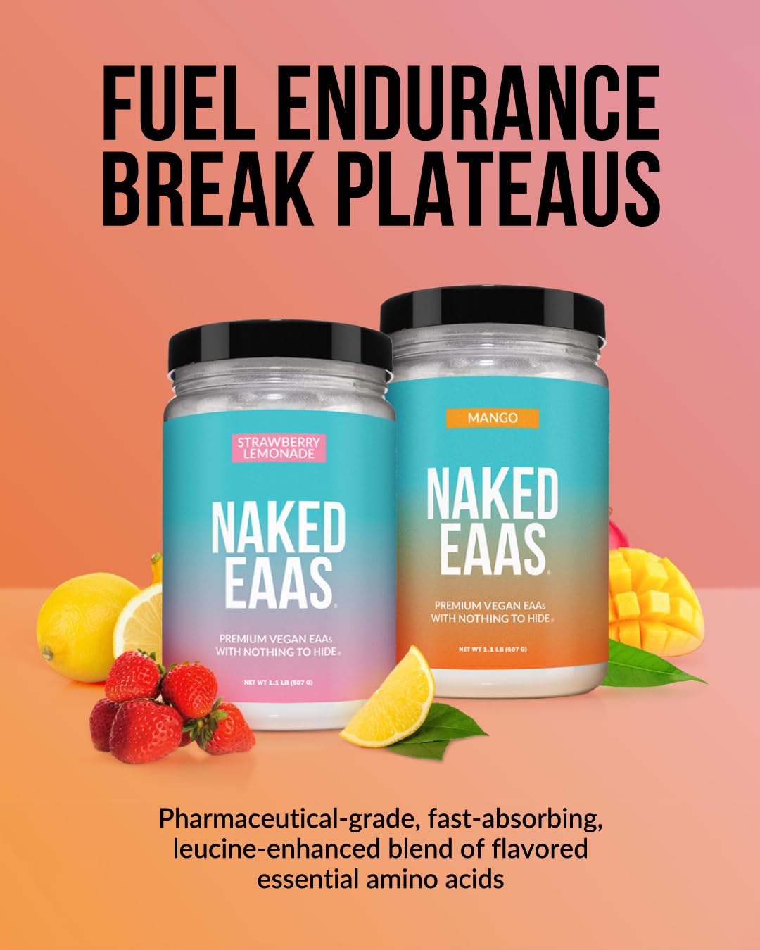 NAKED EAAs Amino Acids Powder - 50 Servings - Vegan Unflavored Essential Amino Acids 500 Grams - Instantized All Natural EAAs Powder Supplement NAKED buy supplements canada