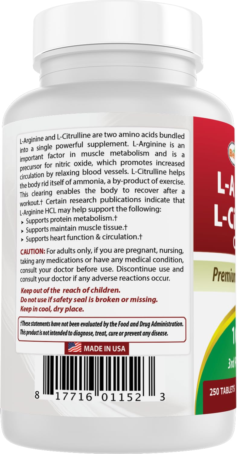 Best Naturals L-Arginine L-Citruline Complex Tablets, 250 Count Best Naturals buy supplements canada