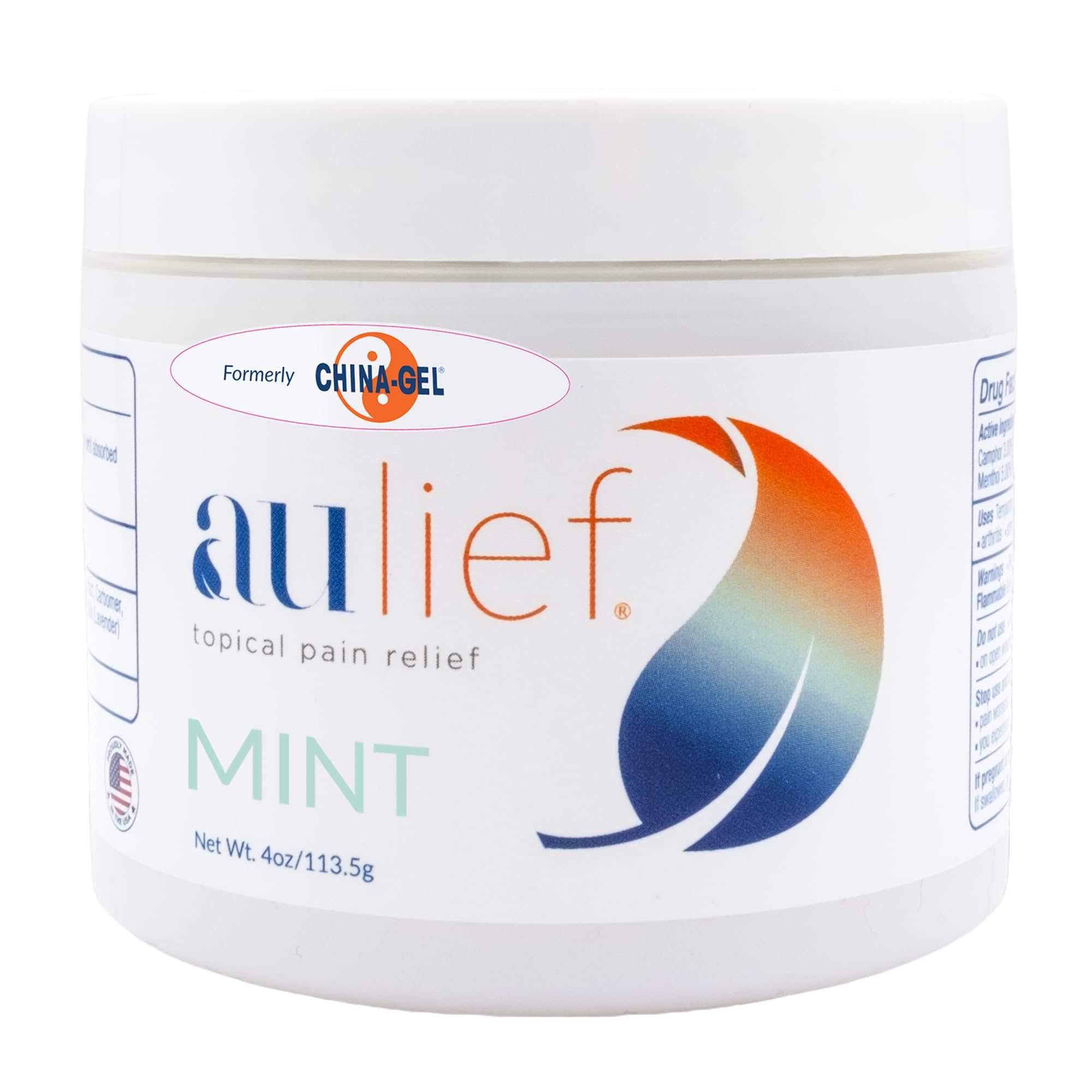 China-Gel Aulief Pain Relief Cream Arthritis & Muscle Rub for Sore Muscles & Joint Pain, Neck, Knee & Back Aches, Premium Mint Green Topical Gel, 4 oz Jar China-Gel buy supplements canada