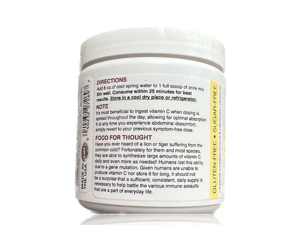 Sufficient-C High Dose Non-GMO Vitamin C Lemon Peach Immune-Ade Drink Mix, Convenient 125 Gram Size w/L-lysine, Bromelain & a Premium 96% Pure Green Tea Extract Sufficient-C buy supplements canada
