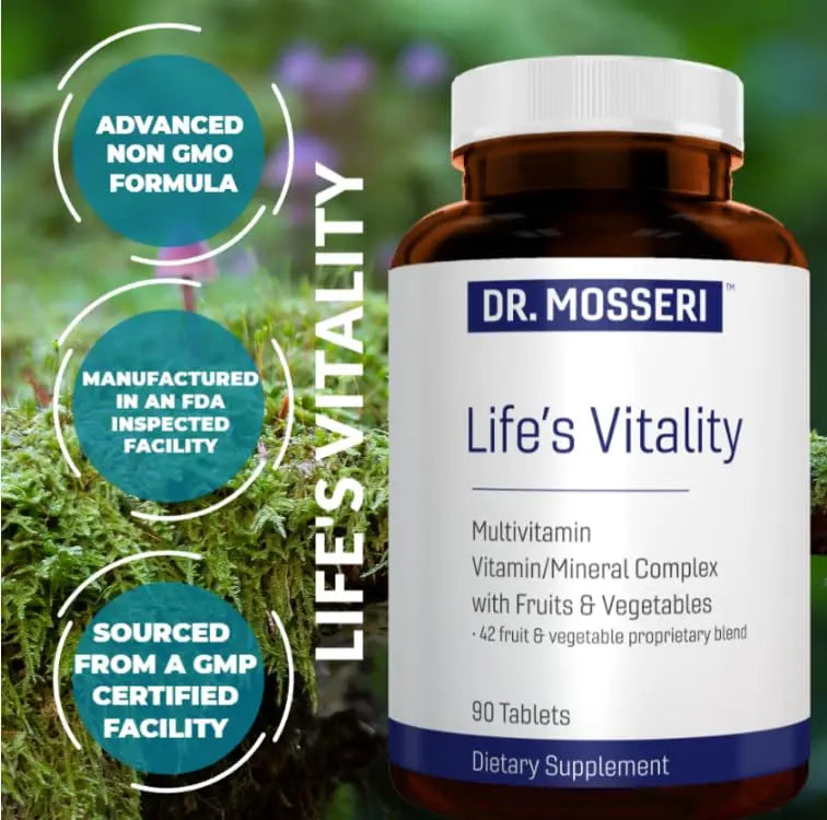 DR. MOSSERI Life's Vitality Vegan Multivitamin for Men & Women – Non-GMO Formula with 42 Fruits and Vegetables, Daily Multivitamin and Mineral Complex DR. MOSSERI buy supplements canada