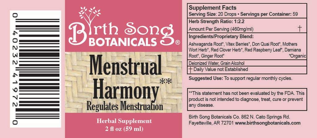 Birth Song Botanicals Menstrual Harmony Tincture, Herbal Period Symptom Support Birth Song Botanicals buy supplements canada
