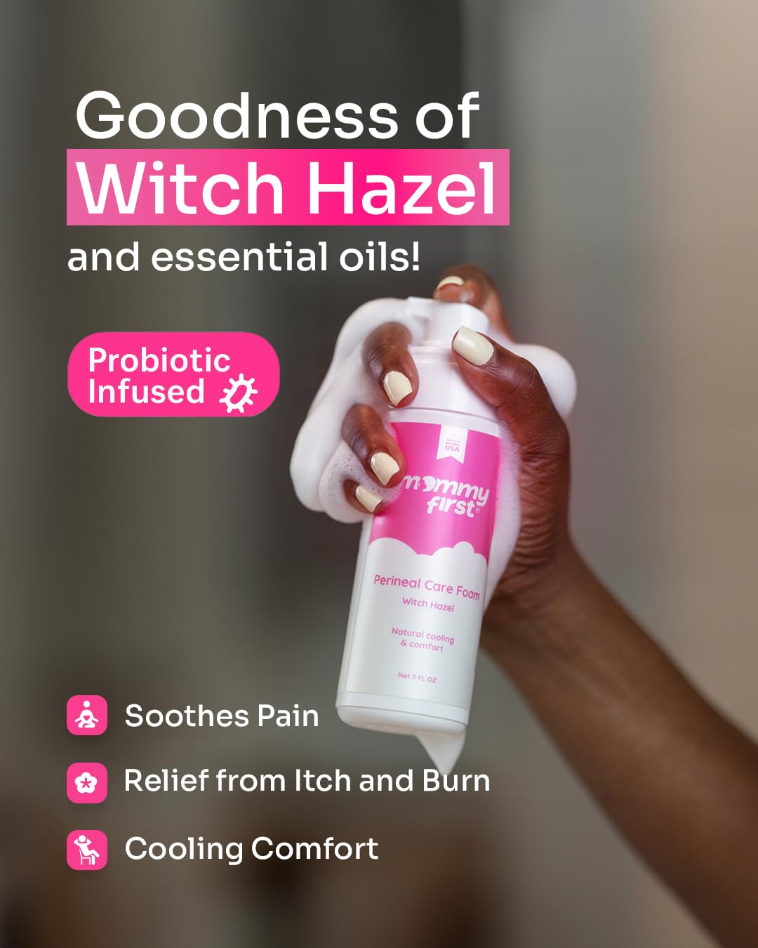 Mommy First® Alcohol-Free Witch Hazel Postpartum Healing Foam & Perineal Cooling Liners Bundle – Probiotic-Infused Relief for Perineal Pain, Itch & Burn After Birth – 24 Liners + 5oz Foam Mommy First buy supplements canada