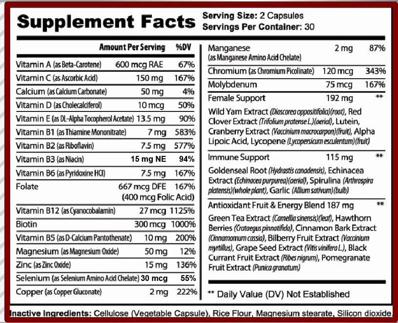 MiracleMulti Multivitamin for Women - Female Support Formula, Immune Support, Minerals, Biotin, Antioxidants & Superfoods Blend – 60 Capsules Hybrid Nutraceuticals buy supplements canada