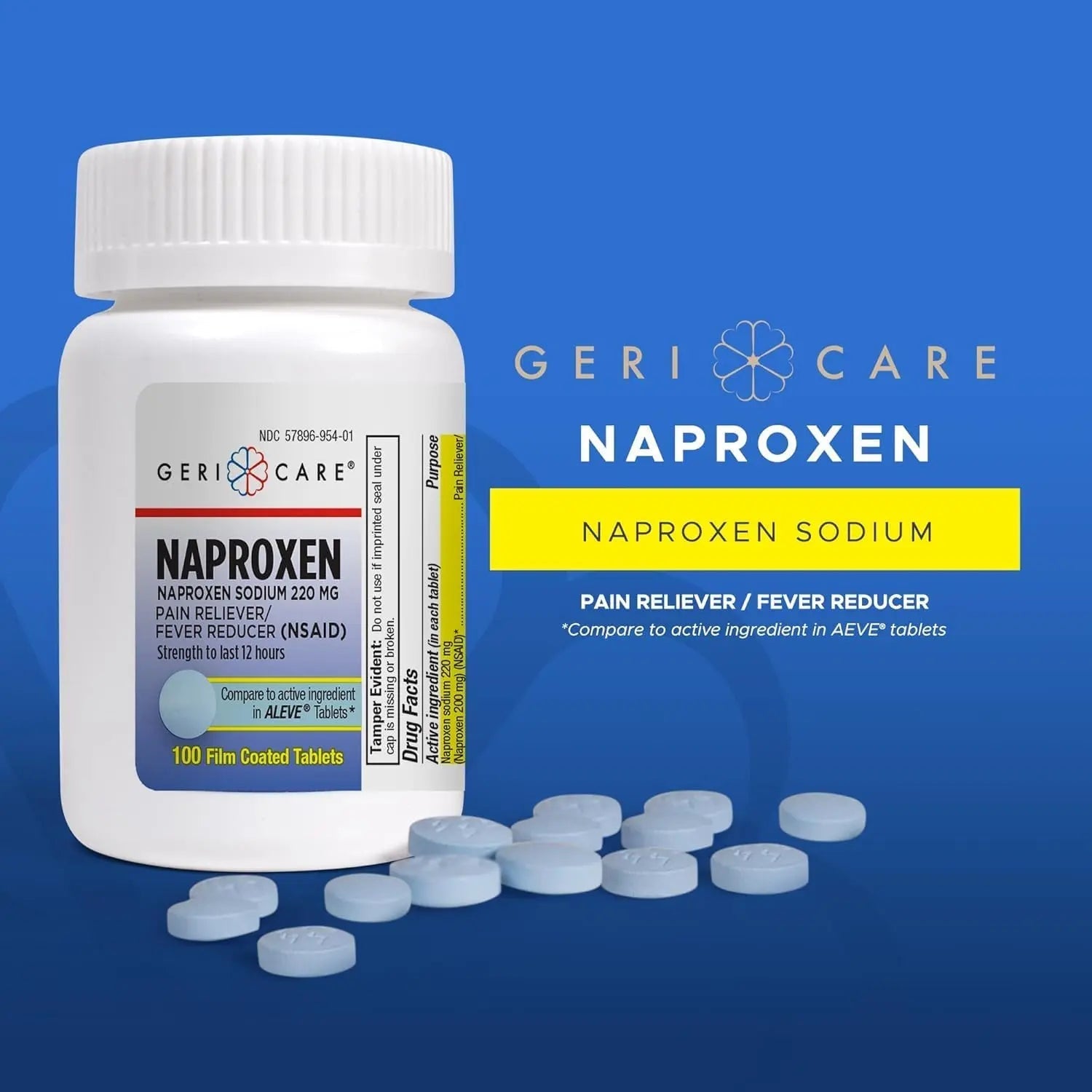 GeriCare Naproxen Sodium Tablets, 220mg (100 Count)- NSAID Extra-Strength Pain Relief for Headache, Arthritis, Muscle Aches, Menstrual Cramps- Film-Coated Naproxen, Anti-Inflammatory & Fever Reducer GeriCare buy supplements canada