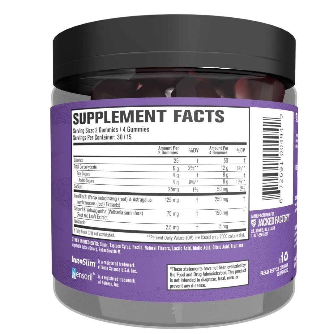 Jacked Factory Lean PM Weight Loss Gummies - Night Time Fat Burner & Appetite Suppressant Sleep Supplement with Melatonin & Ashwagandha Jacked Factory buy supplements canada