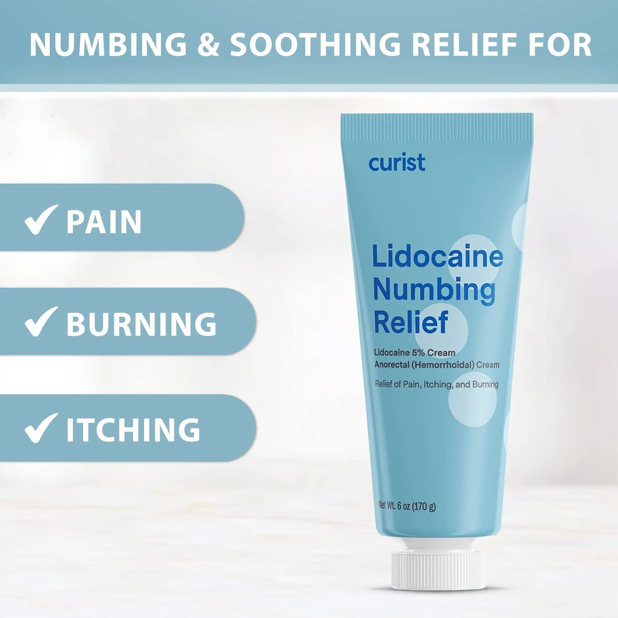 Curist 5% Lidocaine Numbing Cream - 6 oz (170 g) XL Tube - Soothing Numbing Cream for Temporary Discomfort, Itching, and Burning from Hemorrhoids Lidocaine 5% (1 Pack - 6 oz Tube) Curist buy supplements canada