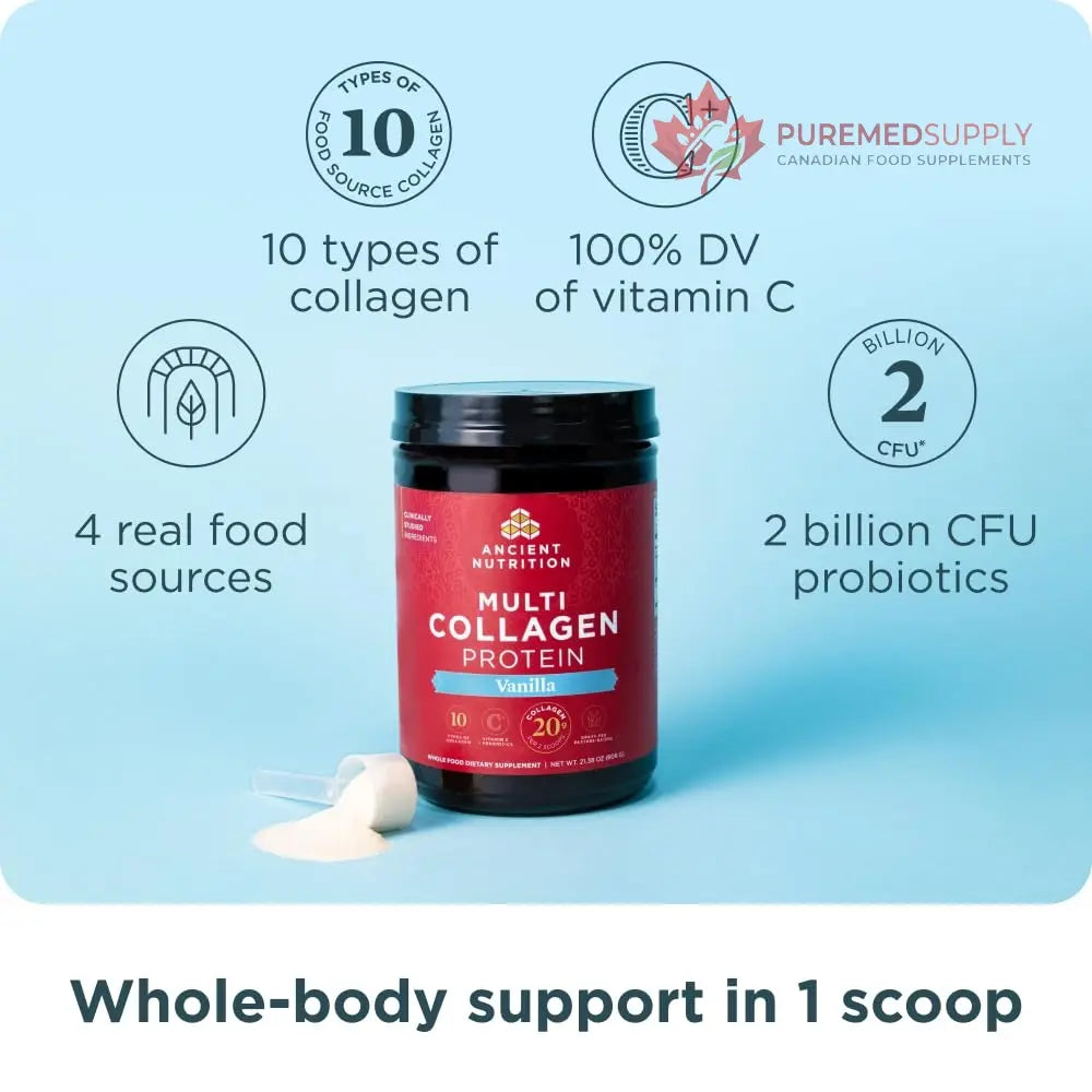 Ancient Nutrition Organic Supergreens Powder, Mango, 25 Servings + Multi Collagen Protein Powder, Vanilla, 60 Servings Ancient Nutrition buy supplements canada