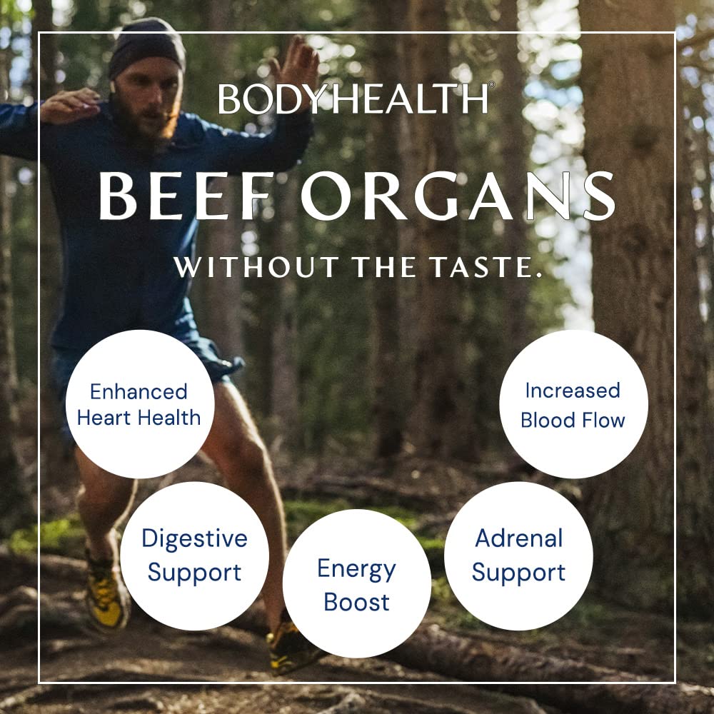 BodyHealth Organ+ Grass-Fed Glandular Organ Complex, Grassfed Beef Organ Supplement, Dessicated Beef Liver, Heart, Kidney, Pancreas, Spleen, Non GMO, Adrenal, Supplement, (150 Capsules) BodyHealth buy supplements canada
