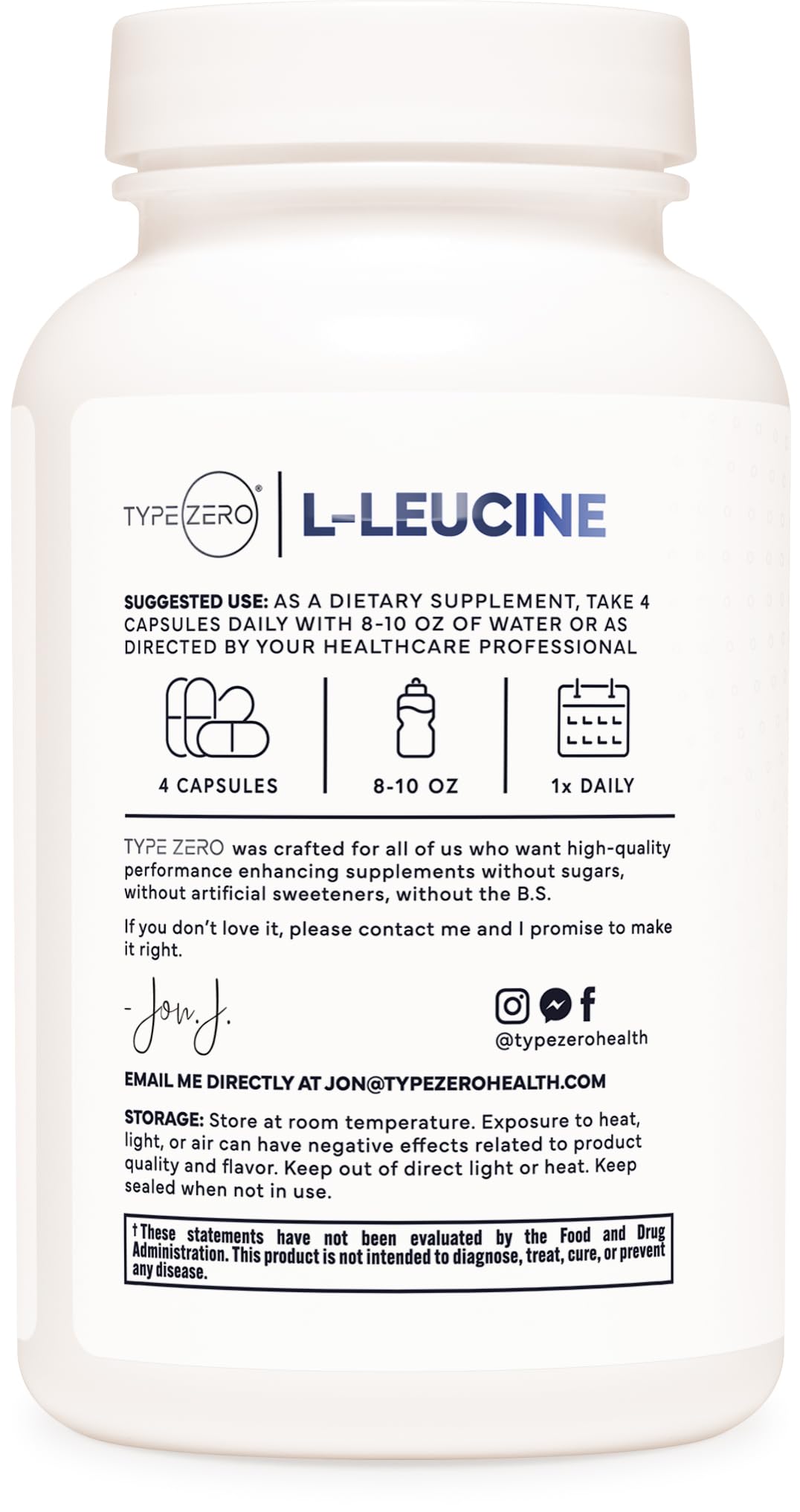 Type Zero L-Leucine Capsules (2000mg per Serving) 120 Capsules - 30 Servings Type Zero buy supplements canada