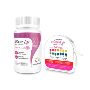 NutraBlast Boric Acid Vaginal Suppositories 600mg (30 Count) & Feminine pH Test Strips 1-14 (100-Tests Roll) | Monitor Feminine Intimate Health | Acidity & Alkalinity Balance NutraBlast buy supplements canada