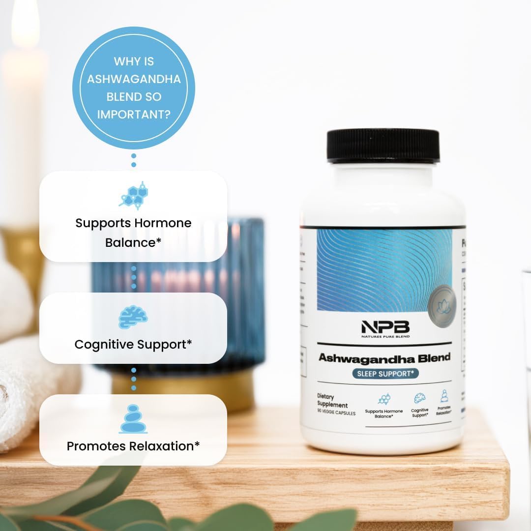 Nature's Pure Blend Ashwagandha Supplements – Organic Ashwagandha Root & Extract for Women and Men – Stress Relief, Sleep, and Mood Support – Athletic Performance & Focus Support – 60 Vegan Capsules Nature's Pure Blend buy supplements canada