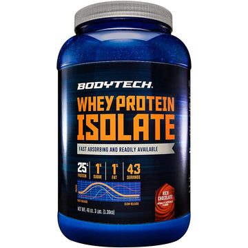 BODYTECH Whey Protein Isolate Powder - Rich Chocolate (3 lbs./43 Servings) BODYTECH buy supplements canada
