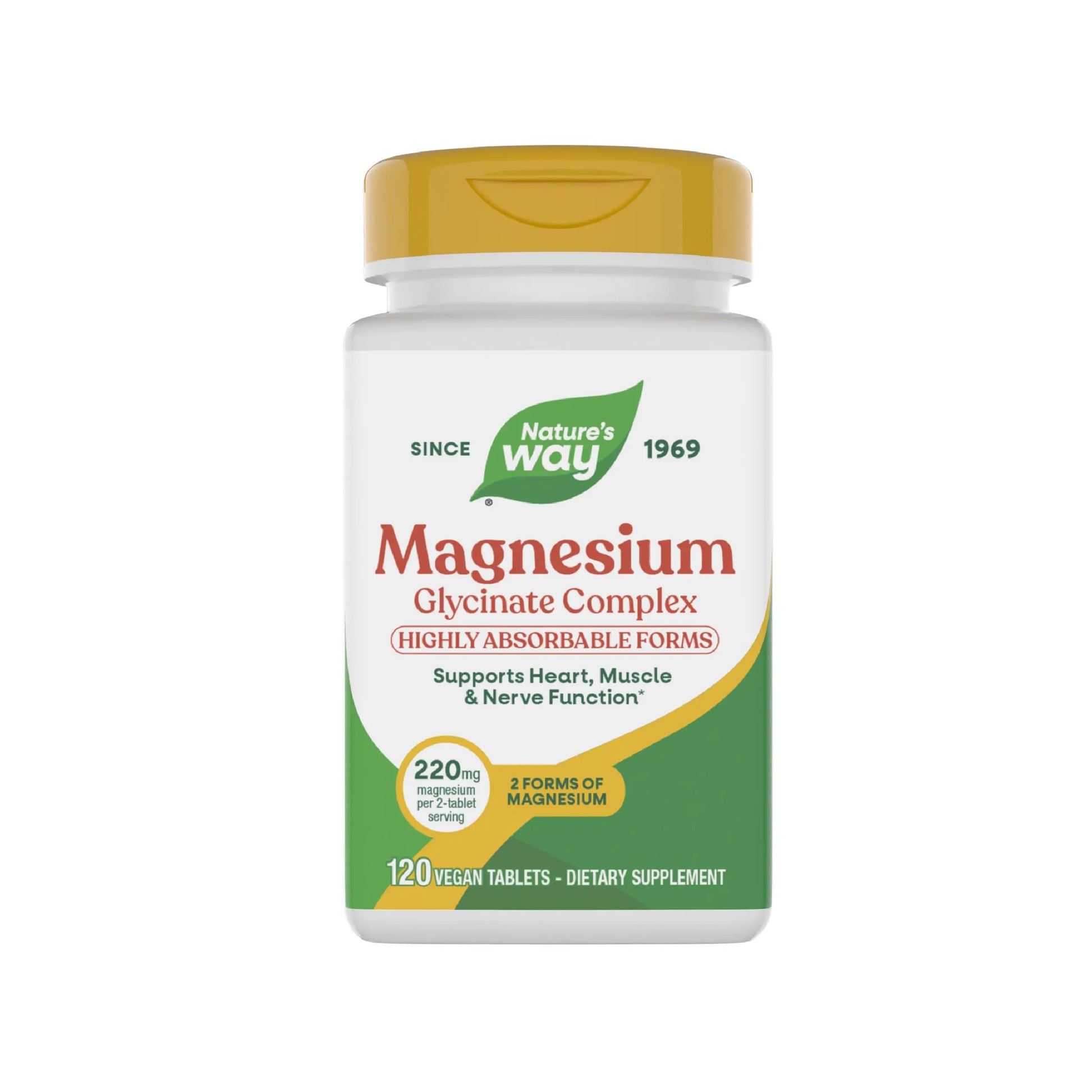 Nature's Way Magnesium Glycinate Complex, Supports Heart, Muscle, Nerve Function*, Highly Absorbable, 220 mg per 2-Tablet Serving, No Gluten, Vegan, 120 Tablets Nature's Way buy supplements canada