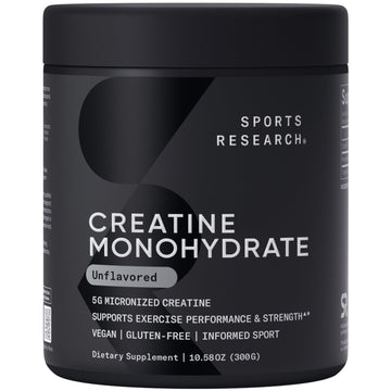 Sports Research Creatine Monohydrate - Gain Lean Muscle, Improve Performance and Strength and Support Workout Recovery - 5 g Micronized Creatine - 10.58 oz Sports Research buy supplements canada
