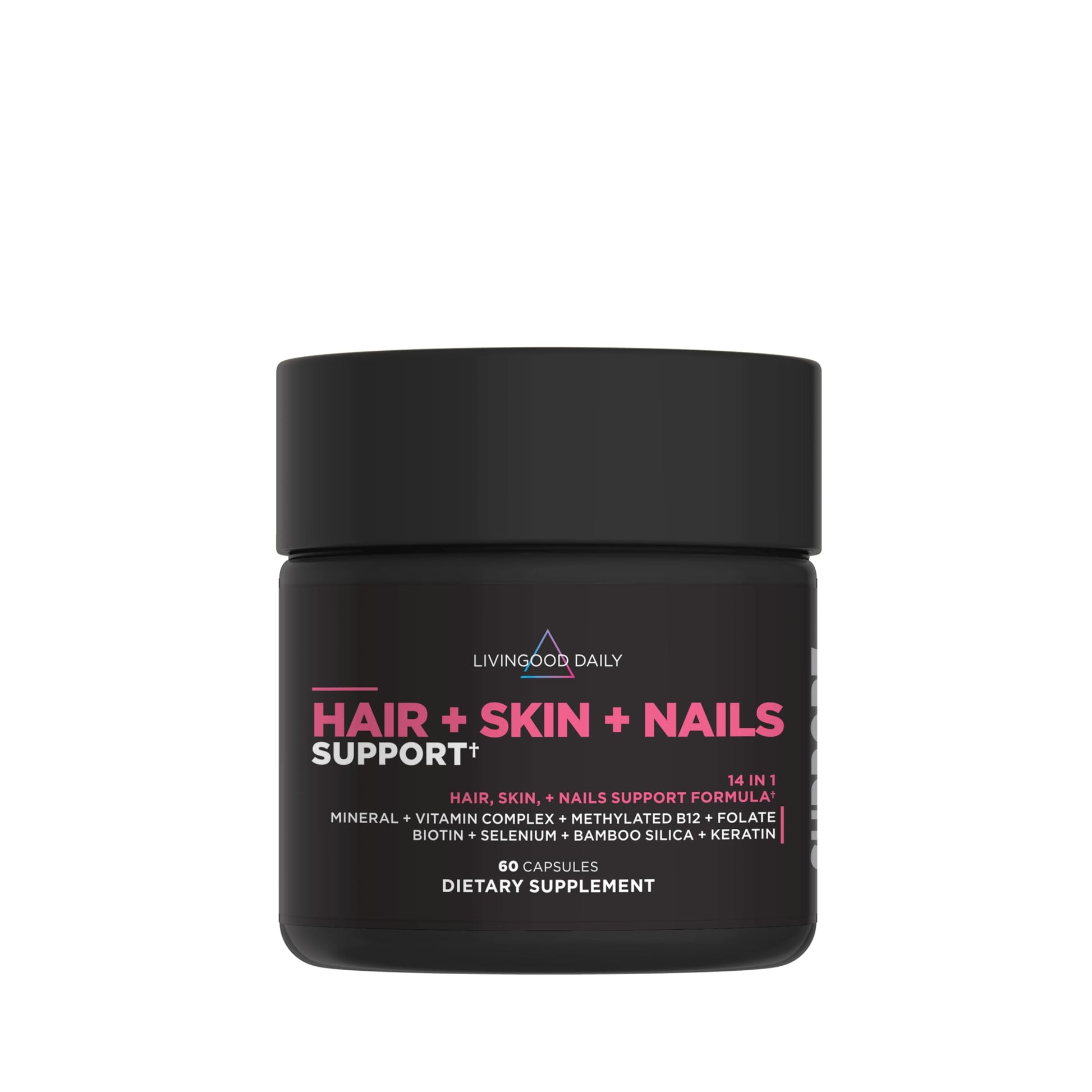 Livingood Daily Hair, Skin & Nails Supplement, 14-in-1 Formula with Biotin, Collagen, Keratin, Bamboo, Selenium, Folate, B12, Zinc and More, Beauty Supplement for Women & Men, Gluten Free, 60 Capsules Livingood Daily buy supplements canada