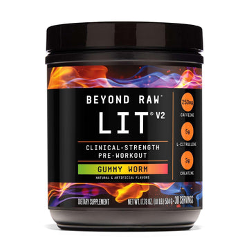 BEYOND RAW LIT V2 Clinical Strength Pre Workout Powder, Hits Harder, Bigger Pumps, Caffeine, L-Citrulline, Creatine, Gummy Worm, 30 Servings BEYOND RAW buy supplements canada
