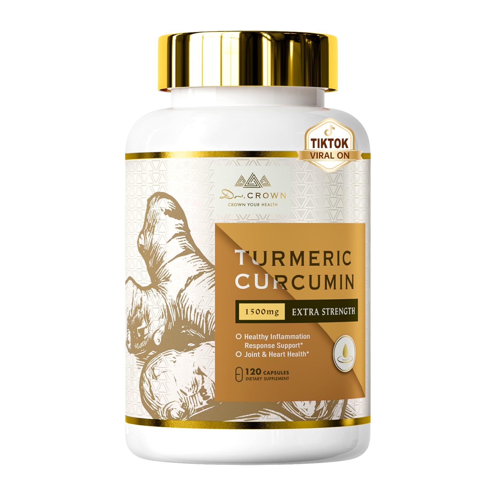 DR. Crown Turmeric Curcumin Supplement 1,500mg, 95% Standardized Curcuminoid with Ginger, MCT Oil, & Black Pepper for Better Absorption, for Antioxidant & Joint Support, 120 Capsules DR. CROWN buy supplements canada