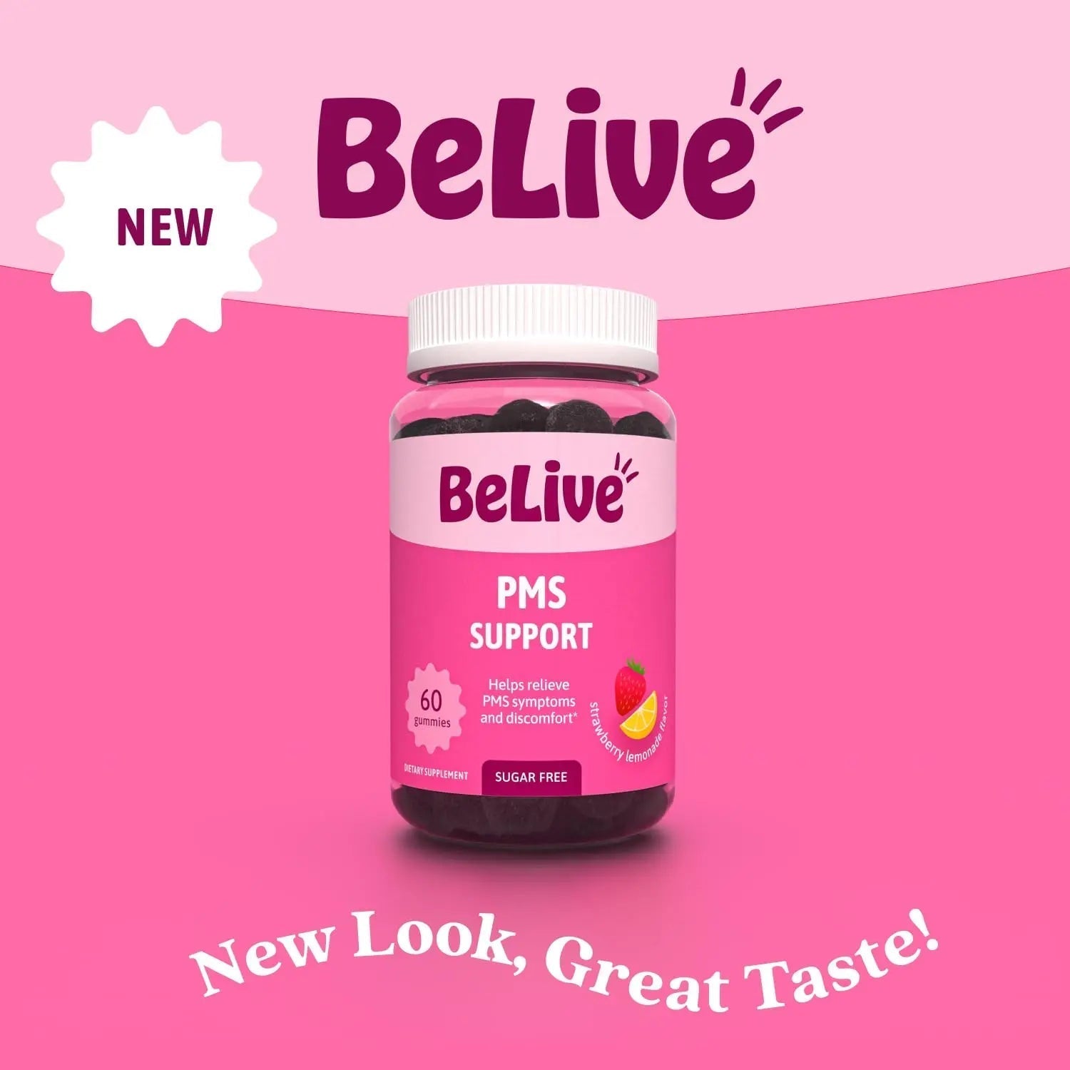 BeLive PMS Support Gummies Supplement – Helps Relieve PMS Symptoms – Hormonal Balance Mood Swings & Cramps Relief, Bloating Support – with Chaste Tree Extract - Strawberry Lemonade Flavor – 60 Count BeLive buy supplements canada
