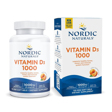 Nordic Naturals Vitamin D3 1000, Orange - 120 Mini Soft Gels - 1000 IU Vitamin D3 - Supports Healthy Bones, Mood & Immune System Function - Non-GMO - 120 Servings Nordic Naturals buy supplements canada