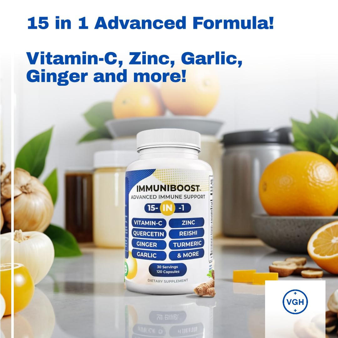 15 in 1 Immune Support Supplement 120 Capsules with Powerful Blend of Turmeric, Ginger, Vitamin C and Zinc Immune Booster for Adults ImmuniBoost buy supplements canada
