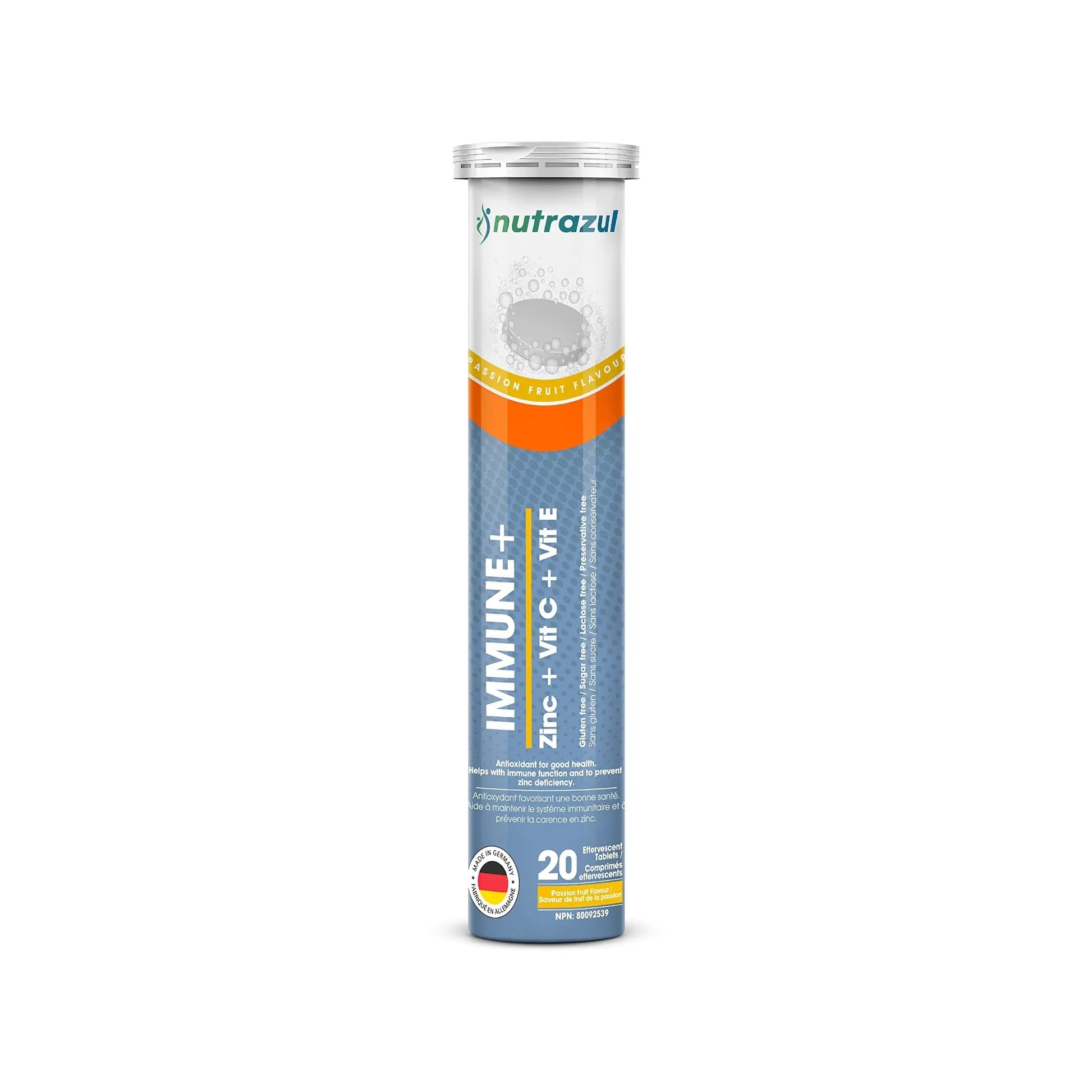 nutrazul Immune+ Effervescent Tablets | Vitamin C and Zinc with Vitamin E | 20 Tablets | Immune Support for Adults & Kids nutrazul buy supplements canada