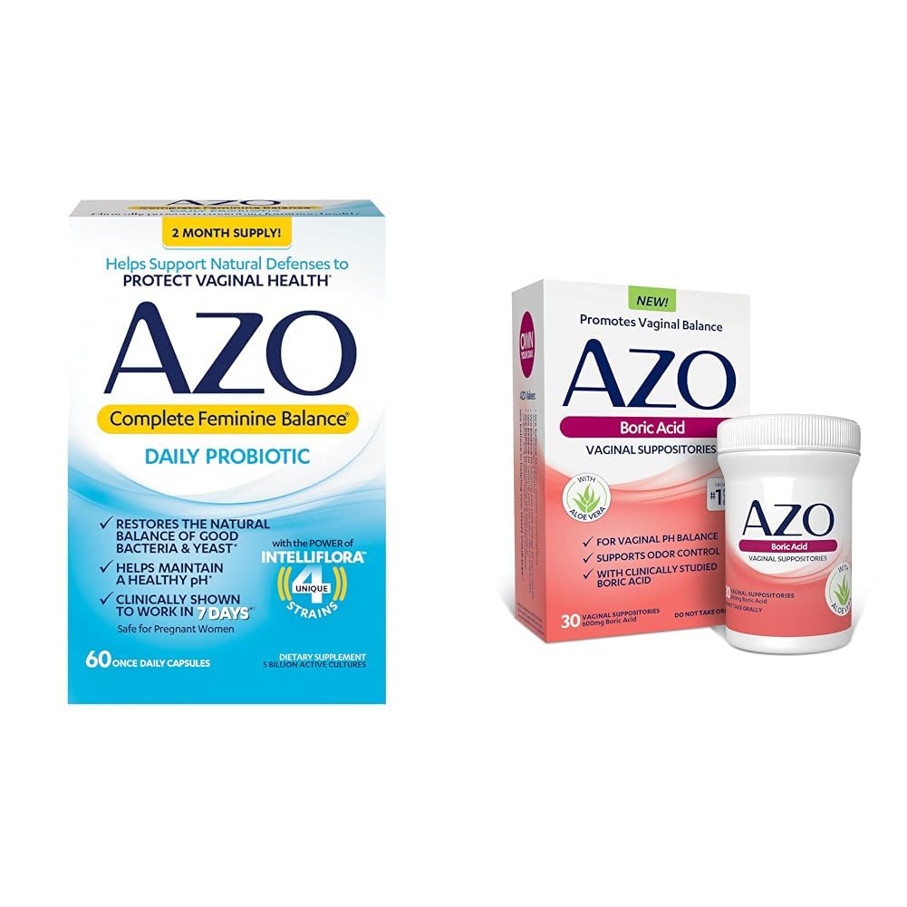 AZO Complete Feminine Balance Daily Probiotics for Women & Boric Acid Vaginal Suppositories AZO buy supplements canada