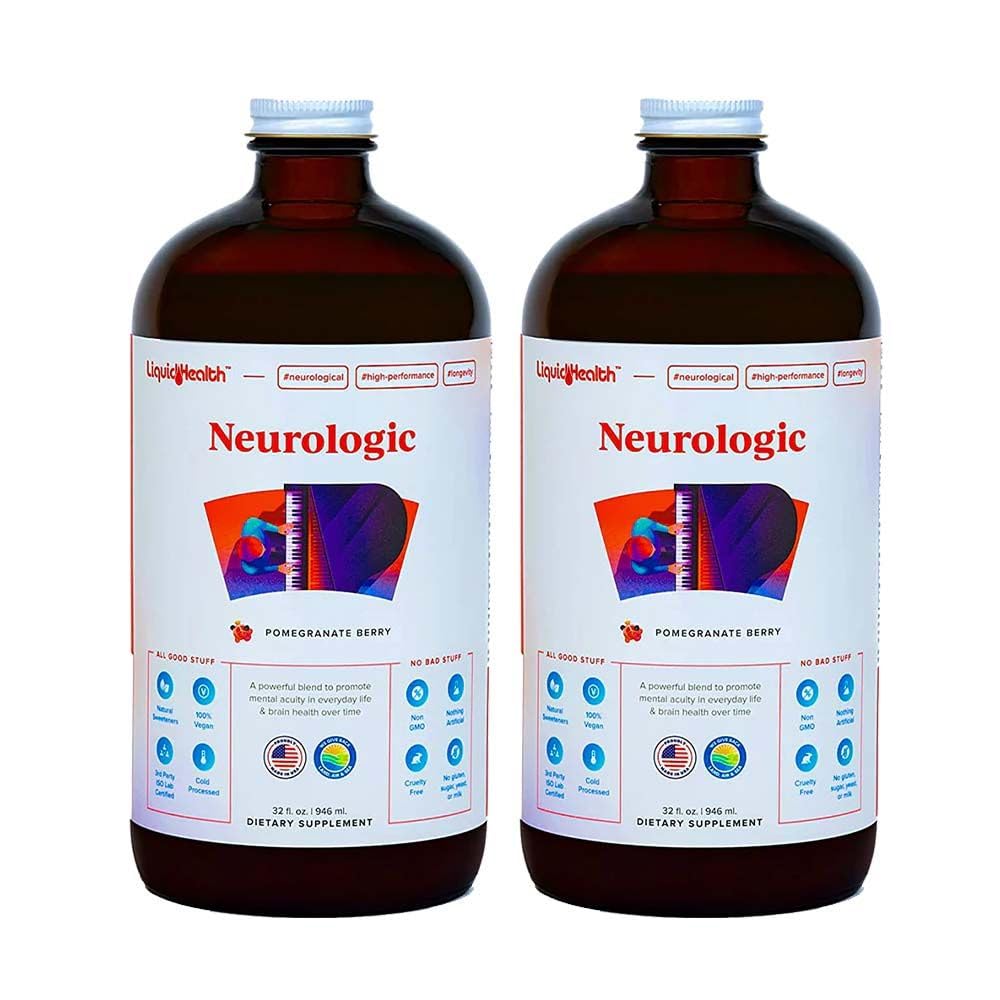 LIQUIDHEALTH Neurologic Focus Supplement - Brain Booster Nootropic Supplement for Cognitive Function, Memory & Focus with Ginkgo Biloba, Choline, L-Theanine & Phosphatidylserine - USA Made (2 Pack) LIQUIDHEALTH buy supplements canada
