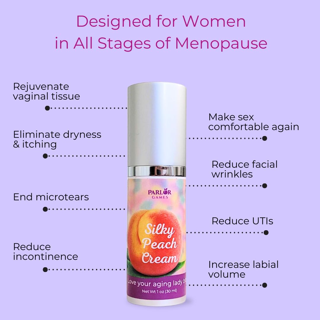 Silky Peach Cream by Parlor Games – Bioidentical Estriol Cream for Women – Menopause Relief for Vaginal Dryness & Vulva Itch – 30ml Bottle (2 Month Supply) Parlor Games buy supplements canada